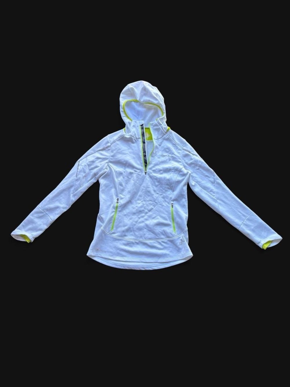 ✨Pearl Izumi white & green running jacket with neon green zipper and trim✨